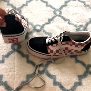 Red and black velvet vans